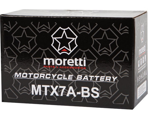 Гелевий акумулятор для мотоцикла 12v 7ah mtx7a-bs moretti