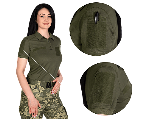 Жіноче поло Pani Army ID LT Олива  (8080), L
