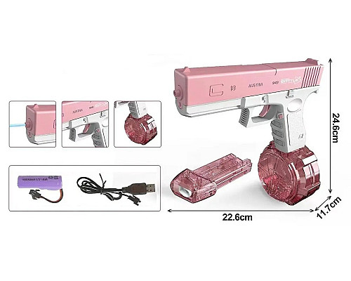 Водяний пістолет Water Gun Glock pink