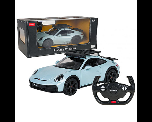Дитяча машинка RASTAR Porsche 911 Dakar на дистанційному керуванні, масштаб 1:14, блакитно-чорна