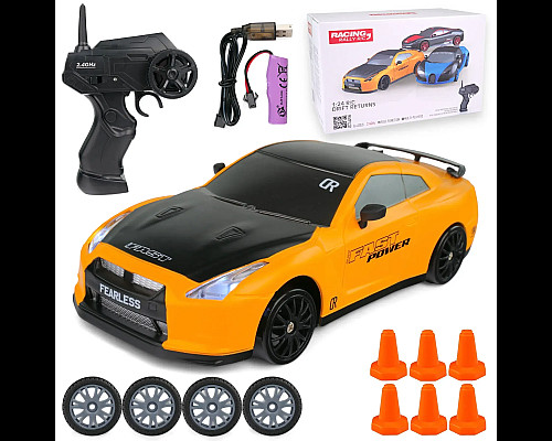 Дитяча машинка для дрифту Racing Rally R/C Nissan GT-R жовта