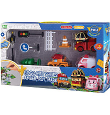 Набір машинок дитячих Roi Visual Міська серія GoGo Ембер, Рой, Марк + аксесуари