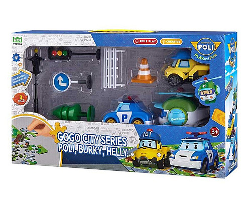 Набір машинок дитячих Roi Visual Міська серія GoGo Поллі, Баккі, Хеллі + аксесуари