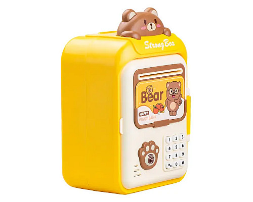Скарбничка-сейф дитяча Bear з кодовим замком та відбитком пальця, жовтий Скарбничка-сейф дитяча Bear з кодовим замком та відбитком пальця, жовтий