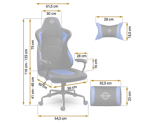 Крісло ігрове Sofotel Yasuo 2591 синє