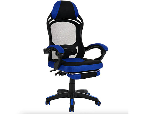 Ігрове крісло Di Volio Sporte, чорно-синє + підставка для ніг