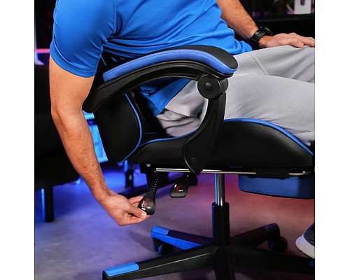 Ігрове крісло Di Volio Ragazo, чорно-синє + підставка для ніг