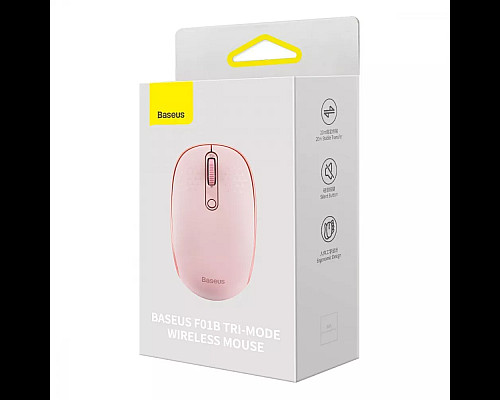 Миша бездротова Baseus F01B Tri-Mode рожева