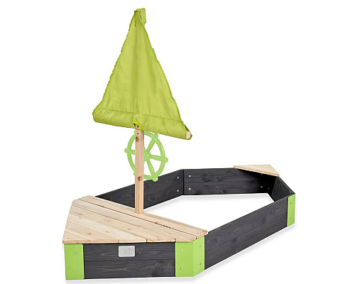 Пісочниця-корабель EXIT Aksent 190 x 90 см - чорно-зелена