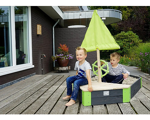 Пісочниця-корабель EXIT Aksent 190 x 90 см - чорно-зелена