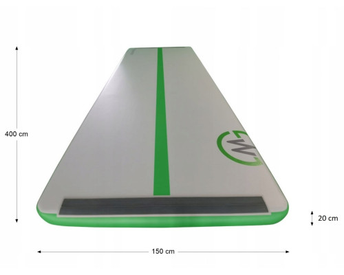 Мат гімнастичний надувний MASTER 400 x 150 x 20 cм, сіро-зелений