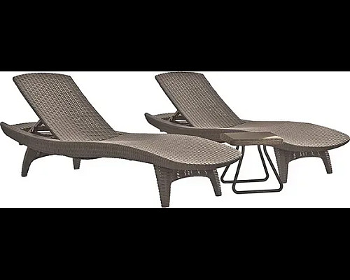 Коплект шезлонгів зі столиком Keter Pacific, 197 х 75 х 40,4 см - капучино