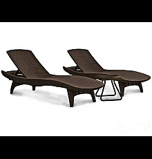 Коплект шезлонгів зі столиком Keter Pacific, 197 х 75 х 40,4 см - коричневий