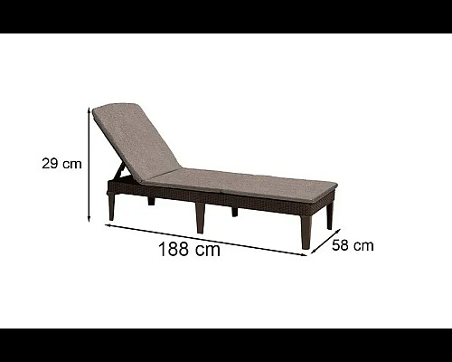 Шезлонг Keter Jaipur з матрацом, 187,5 х 58,2 х 29 см - коричневий