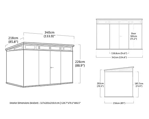 Будиночок садовий Keter Cortina 2.0 342 х 216 х 226 см, темно-сірий
