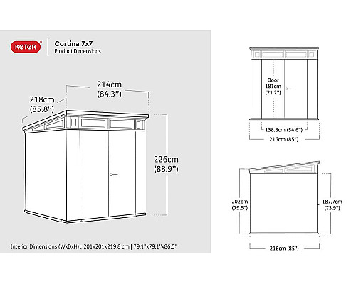 Будиночок садовий Keter Cortina 218 х 214 х 226 см, темно-сірий