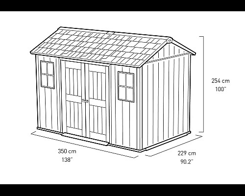 Будиночок садовий Keter OAKLAND 1175 SD 350 х 229 х 254 см, коричнево-сірий