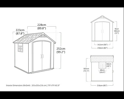Будиночок садовий Keter Premier 757 228 х 223 х 252 см, сірий