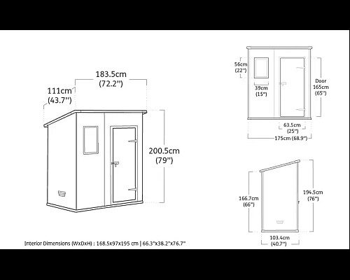 Будиночок садовий Keter MANOR PENT 183 х 111 х 200,5 см, сірий