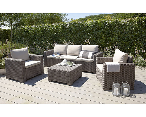 Диван садовий Keter California 3-місний з подушками, капучино