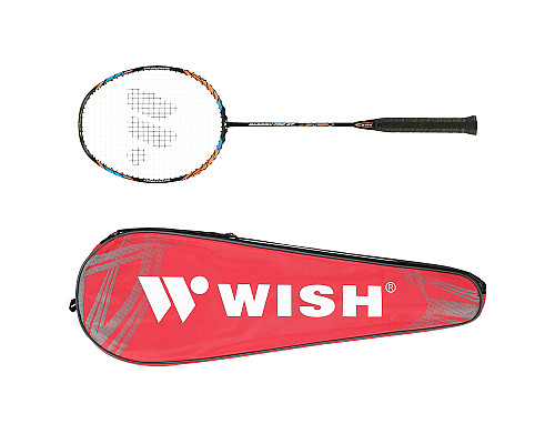 Ракетка для бадмінтону WISH CARBON PRO 67, чорно-оранжева