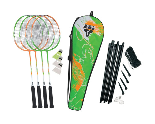 Набір для бадмінтону Talbot Badminton Set, 4 ракетки, зелено-оранжевий