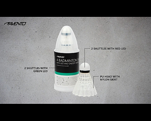 Волани для бадмінтону пластикові Avento 46SG LED, 4 шт