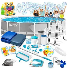 Басейн каркасний 21в1 INTEX 26720, 427 х 107 см + машина для створення бульбашок