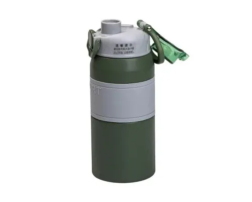 Термос Yiwu HP-14-5GR Sport 600 мл з мундштуком і ручкою, сіро-зелений