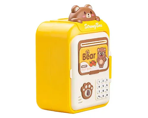 Скарбничка-сейф дитяча Bear з кодовим замком та відбитком пальця, жовтий Скарбничка-сейф дитяча Bear з кодовим замком та відбитком пальця, жовтий