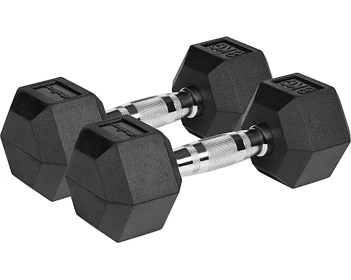 Гантелі чавунні прогумовані HEX 2x8 кг REBEL ACTIVE Гантелі чавунні прогумовані HEX 2x8 кг REBEL ACTIVE