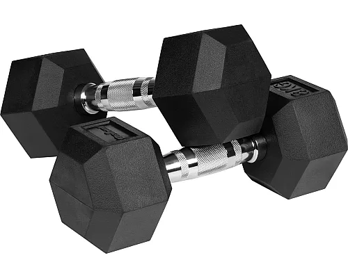 Гантелі чавунні прогумовані HEX 2x8 кг REBEL ACTIVE Гантелі чавунні прогумовані HEX 2x8 кг REBEL ACTIVE