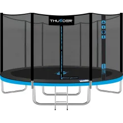 Батут THUNDER OUTSIDE PRO з зовнішньою сіткою 14 футів 427 см чорно-блакитний