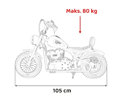 Дитячий акумуляторний мотоцикл SPEED Power Червоний