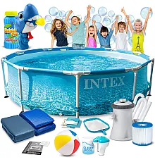 Басейн каркасний 16в1 INTEX 28208, 305 x 76 см + машина для створення бульбашок